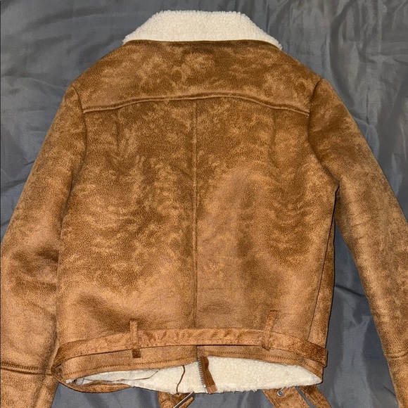 Zara Tan and Cream Teddy Jacket with Sherpa Lining - Picture 4 of 4